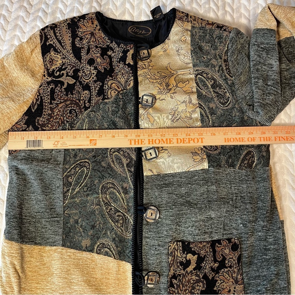 Alex Kim vintage Multicolor Patchwork Blazer size small petite art to wear - Picture 10 of 15